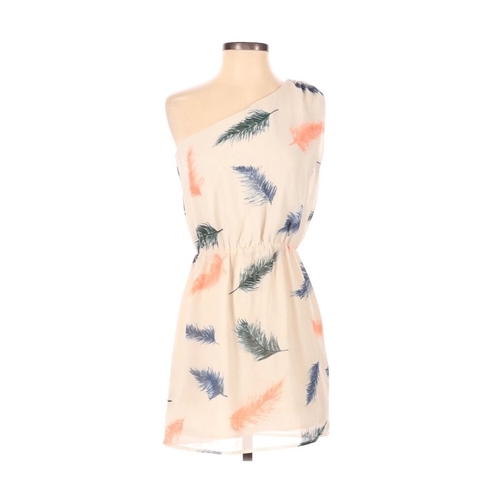 Rory Beca For Forever 21 One-Shoulder Feather Print Dress S